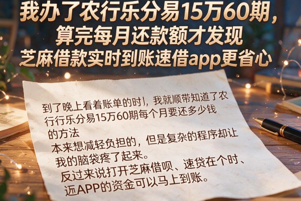 我办了农行乐分易15万60期，算完每月还款额才发现芝麻借款实时到账速借app更省心