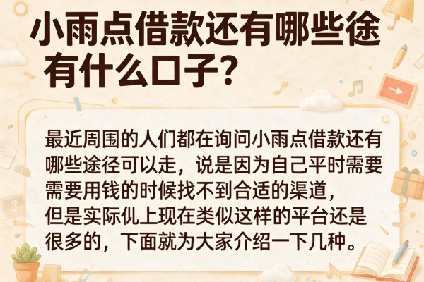 小雨点借款还有什么口子？整理几个还能下款的渠道