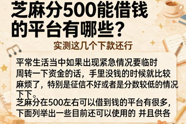 芝麻分500能借钱的平台有哪些?实测这几个下款还行