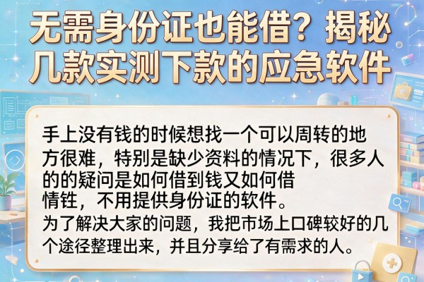 无需身份证也能借？揭秘几款实测下款的应急软件