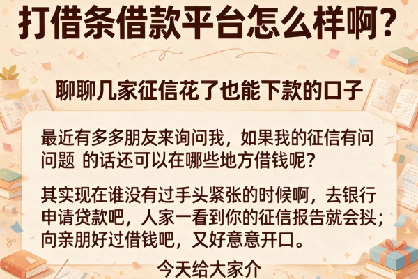 打借条借款平台怎么样啊？聊聊几家征信花了也能下款的口子