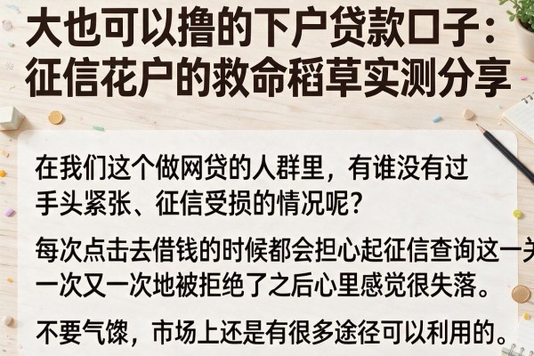 大也可以撸的下户贷款口子：征信花户的救命稻草实测分享