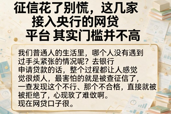征信花了别慌,这几家接入央行的网贷平台其实门槛并不高