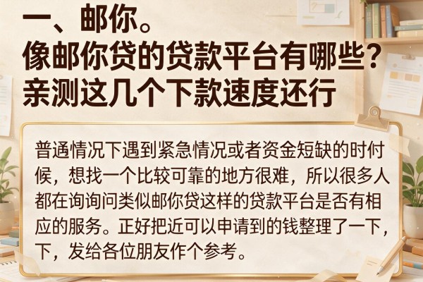 像邮你贷的贷款平台有哪些？亲测这几个下款速度还行