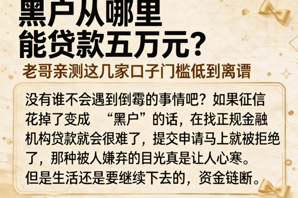 黑户从哪里能贷款五万元？老哥亲测这几家口子门槛低到离谱