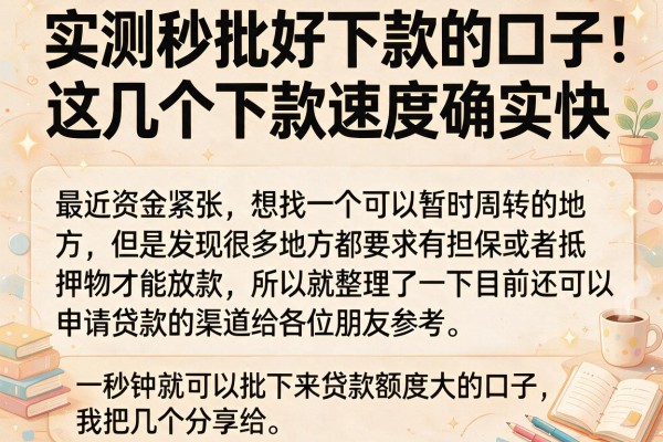 实测秒批好下款的口子，这几个下款速度确实快