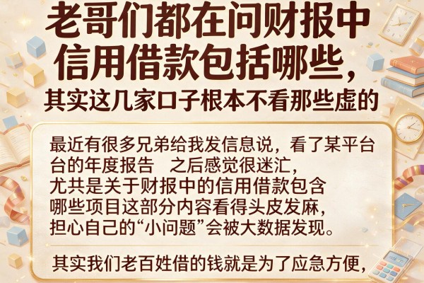 老哥们都在问财报中信用借款包括哪些，其实这几家口子根本不看那些虚的