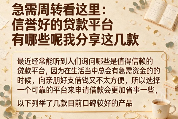 急需周转看这里：信誉好的贷款平台有哪些呢我分享这几款