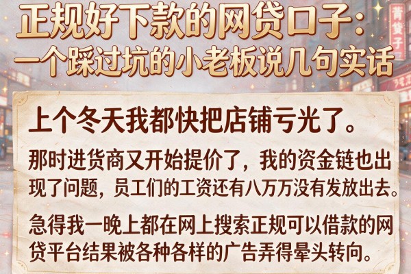 正规好下款的网贷口子：一个踩过坑的小老板说几句实话