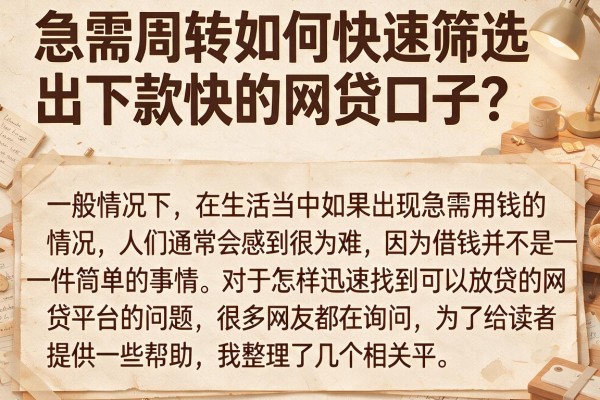 急需周转如何快速筛选出下款快的网贷口子？实测分享
