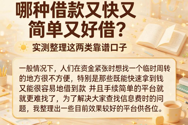 哪种借款又快又简单又好借？实测整理这两类靠谱口子