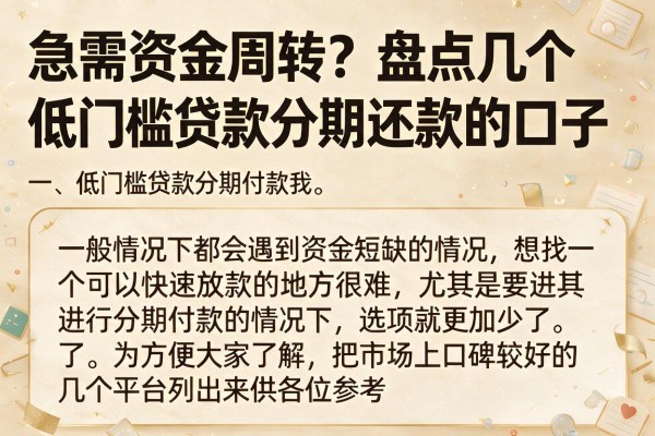急需资金周转？盘点几个低门槛贷款分期还款的口子