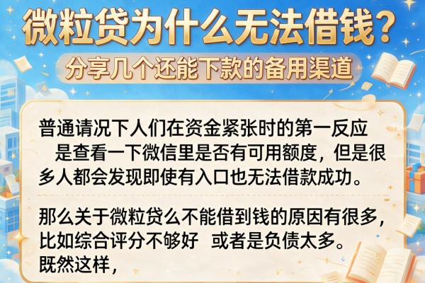微粒贷为什么无法借钱？分享几个还能下款的备用渠道