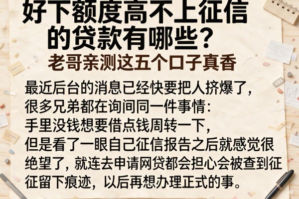 好下额度高不上征信的贷款有哪些？老哥亲测这五个口子真香