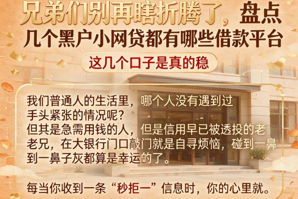 兄弟们别再瞎折腾了，盘点几个黑户小网贷都有哪些借款平台，这几个口子是真的稳