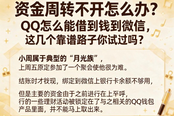 资金周转不开怎么办？QQ怎么能借到钱到微信，这几个靠谱路子你试过吗？