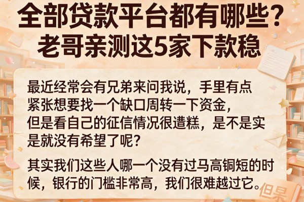 全部贷款平台都有哪些？老哥亲测这5家下款稳