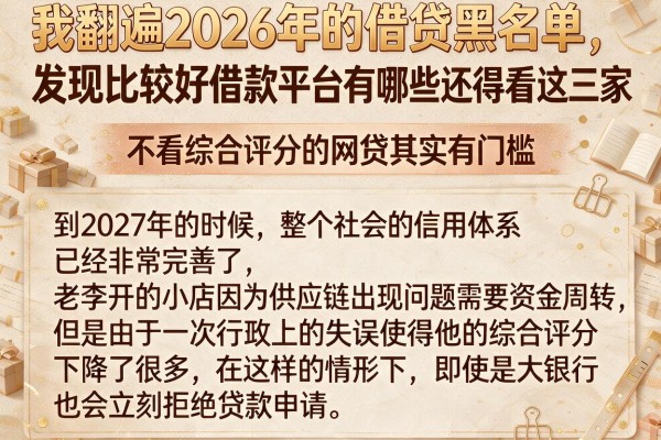 我翻遍2026年的借贷黑名单，发现比较好借款平台有哪些还得看这三家，不看综合评分的网贷其实有门槛