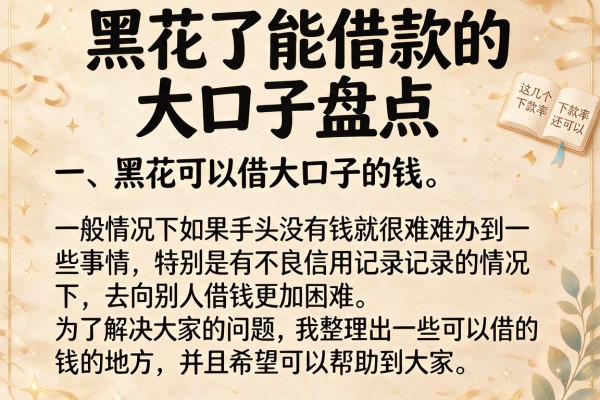黑花了能借款的大口子盘点，这几个下款率还可以