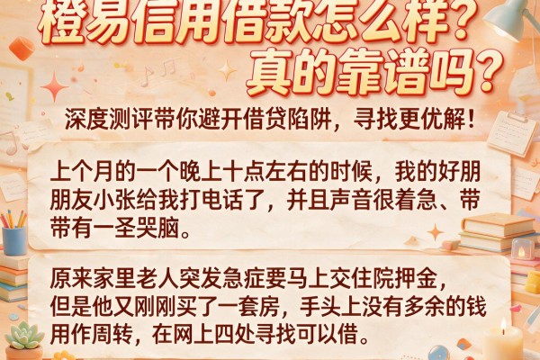 橙易信用借款怎么样？真的靠谱吗？深度测评带你避开借贷陷阱，寻找更优解！