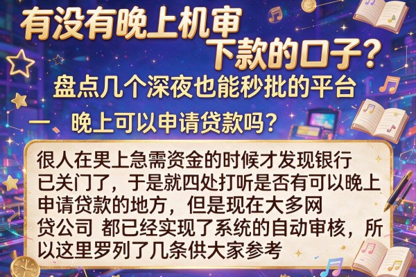 有没有晚上机审下款的口子？盘点几个深夜也能秒批的平台