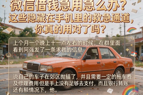 微信借钱急用怎么办？这些隐藏在手机里的救急通道，你真的用对了吗？