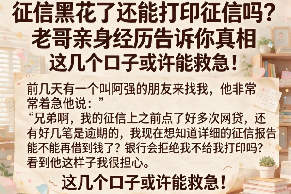 征信黑花了还能打印征信吗？老哥亲身经历告诉你真相，这几个口子或许能救急！
