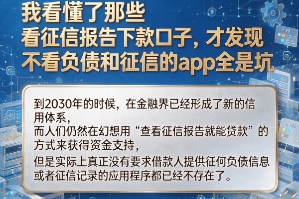 我看懂了那些看征信报告下款的口子，才发现不看负债和征信的app全是坑
