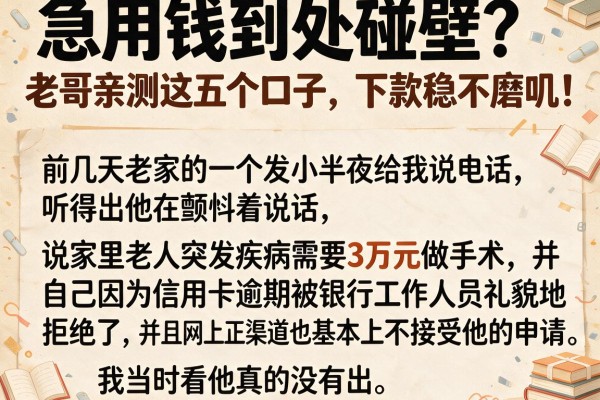 急用钱到处碰壁？老哥亲测这五个口子，下款稳不磨叽！
