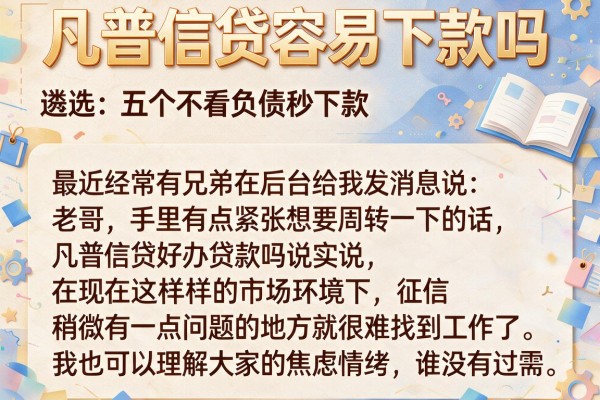 凡普信贷容易下款吗，遴选五个不看负债秒下款的网贷软件
