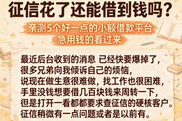 征信花了还能借到钱吗？亲测5个好一点的小额借款平台，急用钱的看过来