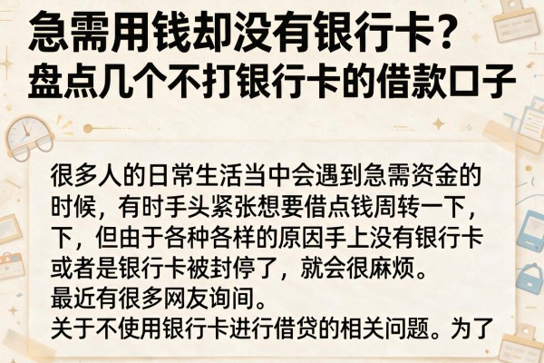急需用钱却没有银行卡？盘点几个不打银行卡的借款口子