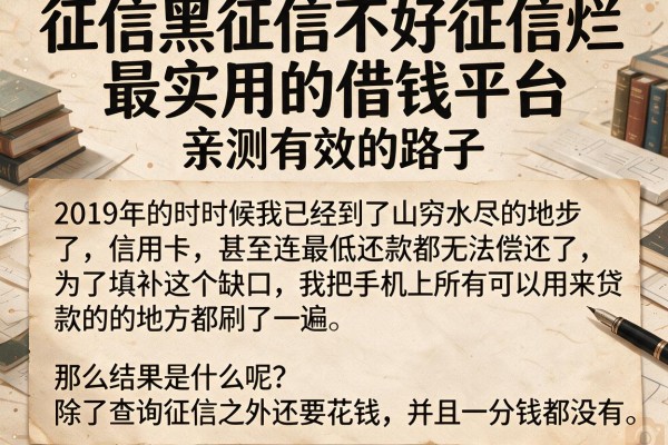 征信黑征信不好征信烂最实用的借钱平台，亲测有效的路子