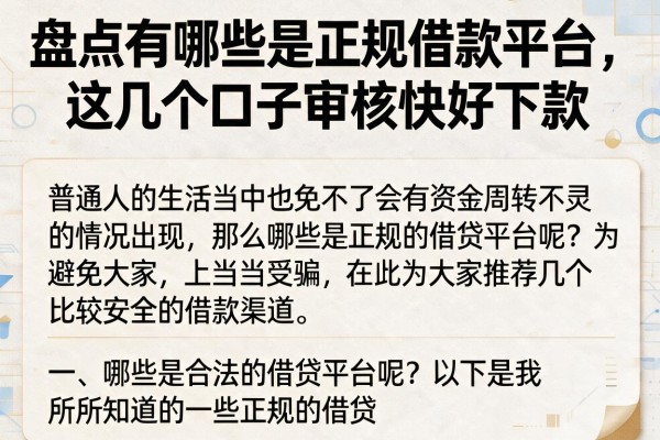 盘点有哪些是正规借款平台，这几个口子审核快好下款