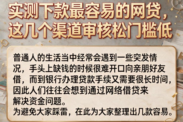 实测下款最容易的网贷，这几个渠道审核松门槛低