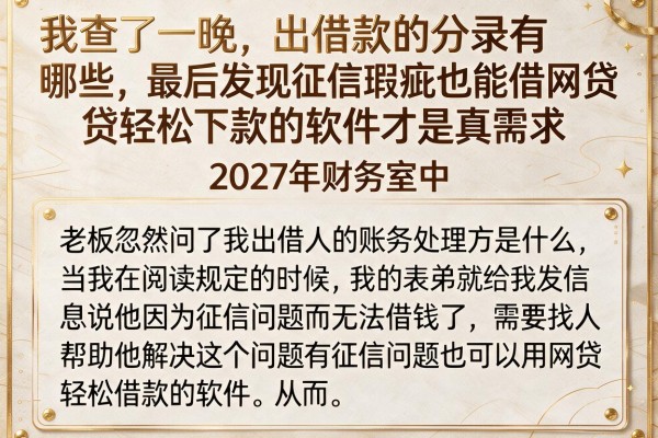 我查了一晚上出借款的分录有哪些，最后发现征信瑕疵也能借网贷轻松下款的软件才是真需求