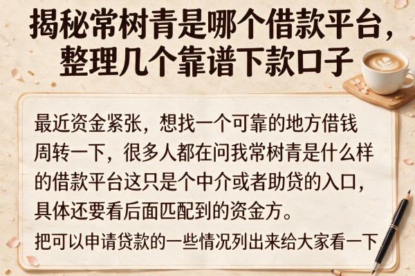 揭秘常树青是哪个借款平台，整理几个靠谱下款口子