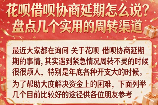 花呗借呗协商延期怎么说？盘点几个实用的周转渠道
