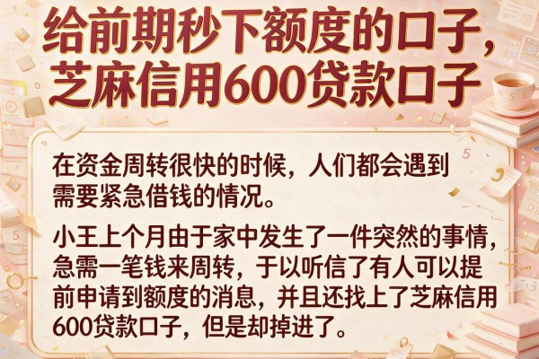 给前期秒下额度的口子，归纳5个芝麻信用600贷款口子