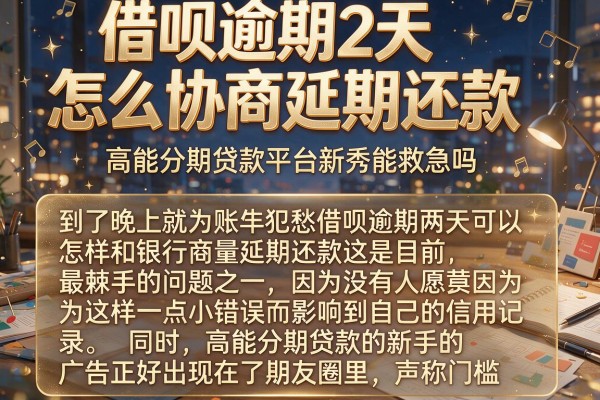 借呗逾期2天怎么协商延期还款，高能分期贷款平台新秀能救急吗