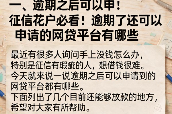 征信花户必看：逾期了还可以申请的网贷平台有哪些