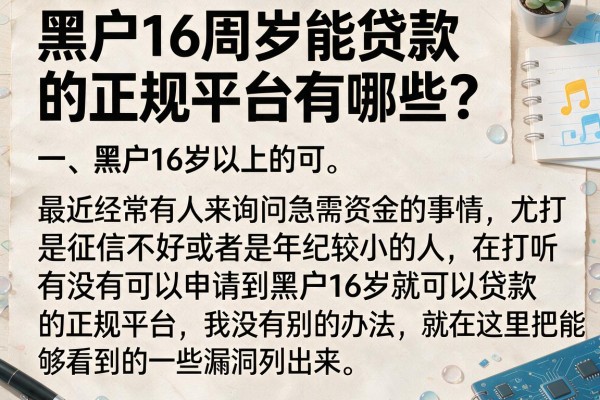 黑户16周岁能贷款的正规平台有哪些？整理几个实测下款的