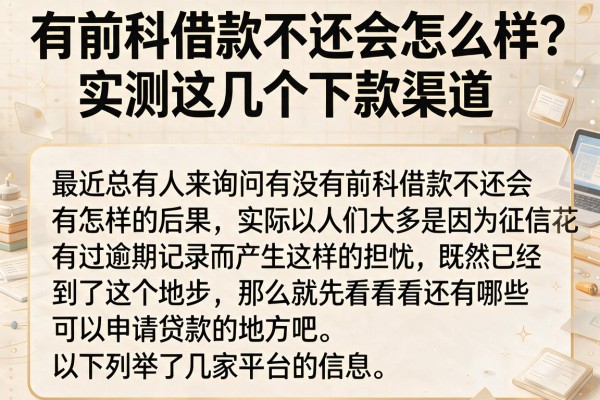 有前科借款不还会怎么样？实测这几个下款渠道