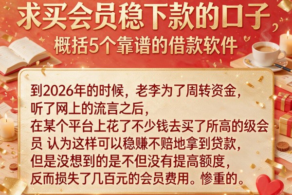求买会员稳下款的口子，概括5个靠谱的借款软件