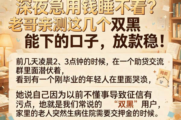 深夜急用钱睡不着？老哥亲测这几个双黑能下的口子，放款稳！