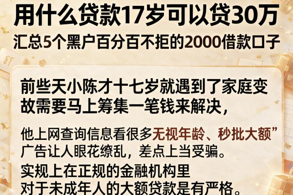 用什么贷款17岁可以贷30万，汇总5个黑户百分百不拒的2000借款口子