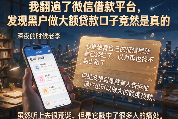 我翻遍了微信借款平台，发现黑户做大额贷款口子竟然是真的