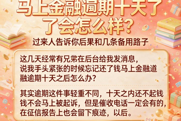 马上金融逾期十天了会怎么样?过来人告诉你后果和几条备用路子