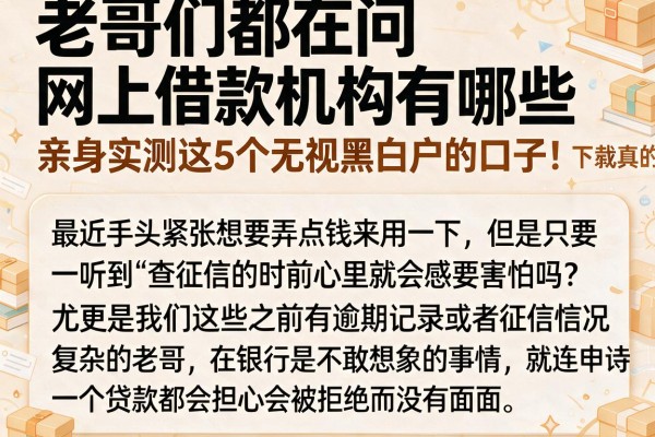 老哥们都在问网上借款机构有哪些，亲身实测这5个无视黑白户的口子，下款真的稳
