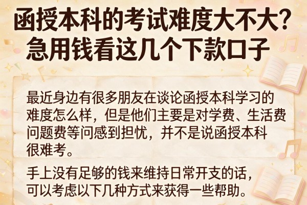 函授本科的考试难度大不大？急用钱看这几个下款口子